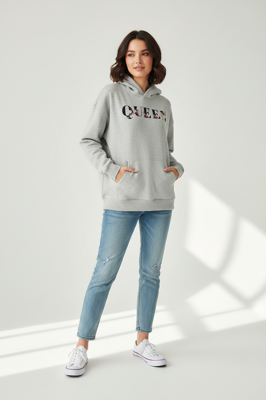 Hoodies Queen pour femme Flower Grey