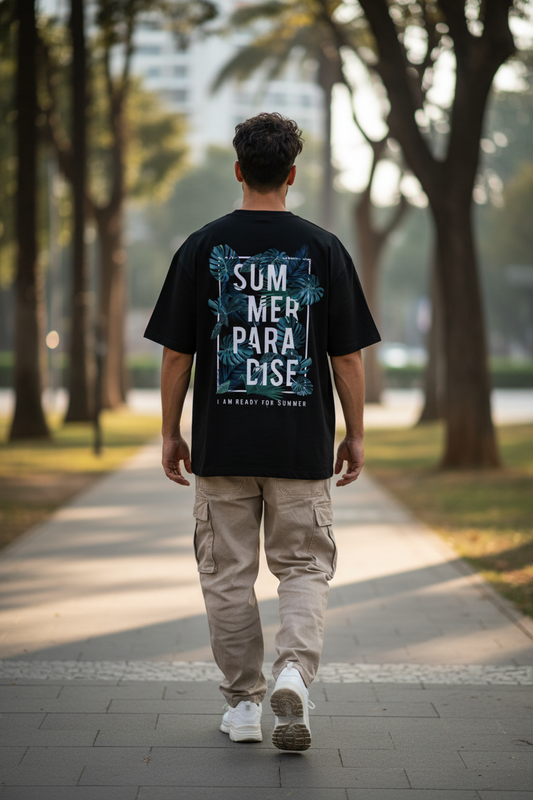 T-shirt Summers paradise Pour homme Noir
