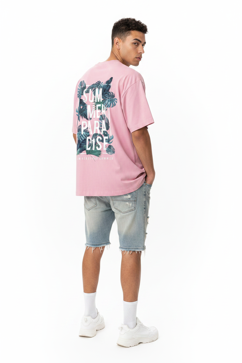 T-shirt Summers Paradise Pour Homme Pink